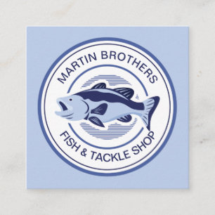 Anpassningsbar Fish Tackle Shop Blue Bass Fisherma Fyrkantigt Visitkort