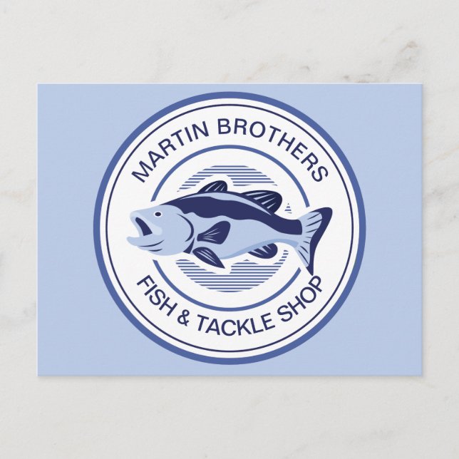 Anpassningsbar Fish Tackle Shop Blue Bass Grand Op Vykort (Framsida)