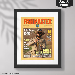 Anpassningsbar Fishing Magazine Cover, Gift for Fi Poster