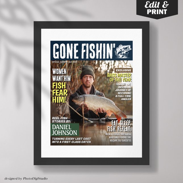 Anpassningsbar Fishing Magazine Cover, Lusny Fishi Poster (Custom Fishing Magazine Cover, Funny Fishing Gifts Poster)
