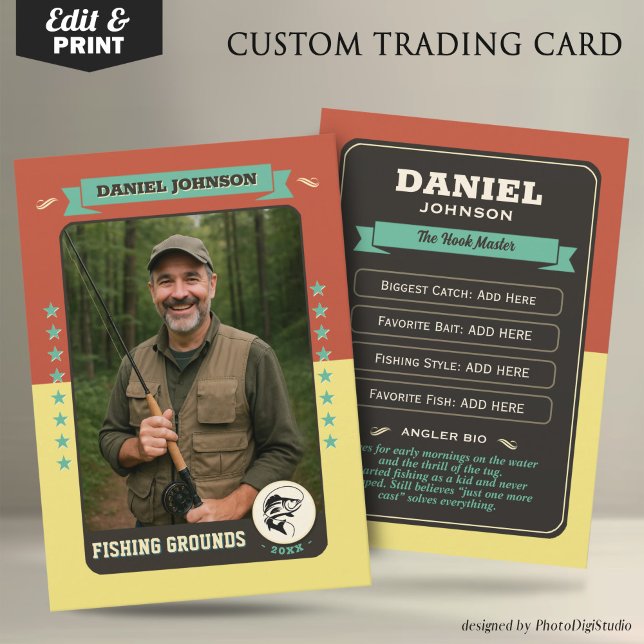 Anpassningsbar-fiskekort, fiskekortgåvor (Custom Fishing Trading Card, Fisherman Trading Card Custom Gifts for Fishermen, Angler Card)
