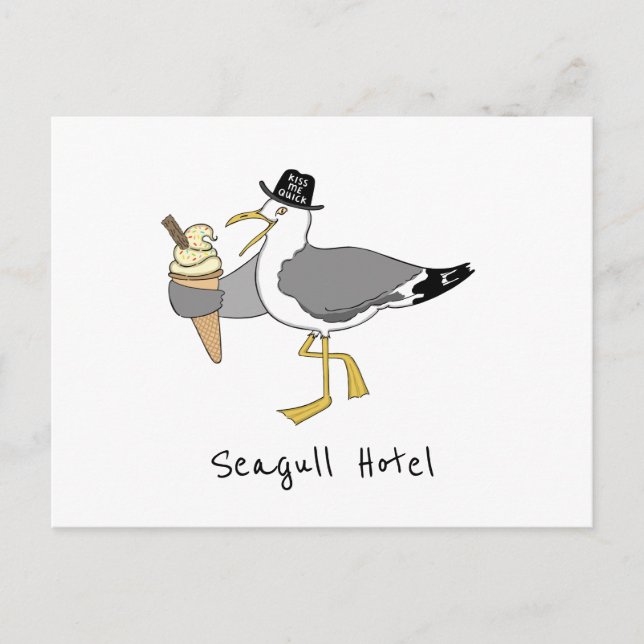 Anpassningsbar Fiskmås Illustration Helgdag Hotel/ Vykort (Framsida)