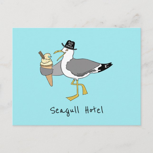 Anpassningsbar Fiskmås Illustration Helgdag Hotel/ Vykort (Framsida)
