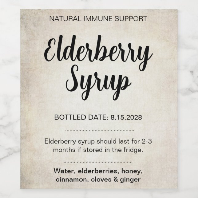 Anpassningsbar Fläderbärs-Sirap Etikett ZEB_02 (Singel etikett)