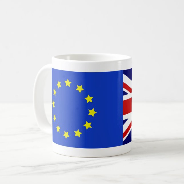 Anpassningsbar flagga av Europa & flagga av Storbr Kaffemugg (Framsida vänster)