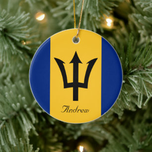 Anpassningsbar Flagga Barbados Trident i Neptune Julgransprydnad Keramik