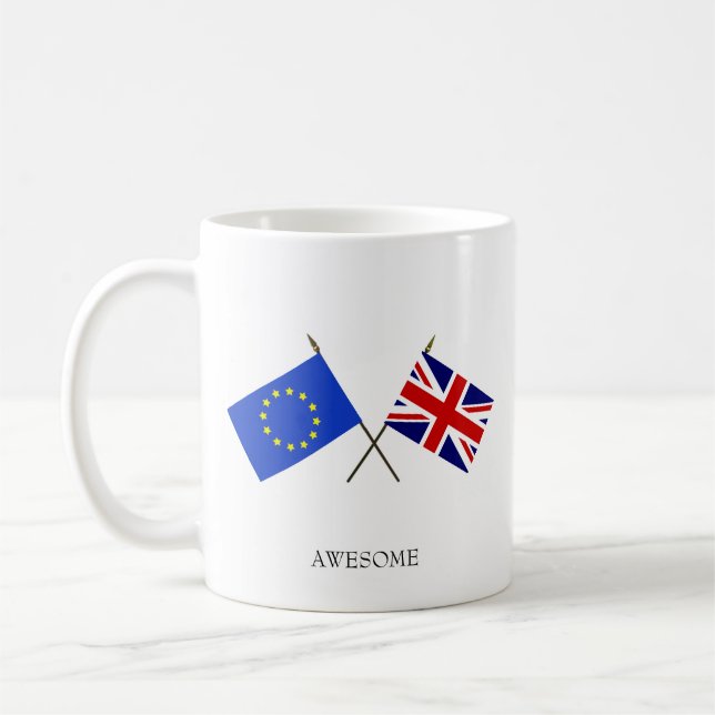 Anpassningsbar flagga för Europa & flagga för Stor Kaffemugg (Vänster)