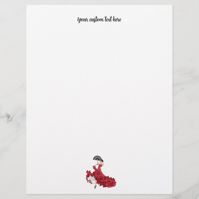 Anpassningsbar Flamenco Dancer Stationery Brevhuvud (Framsida)