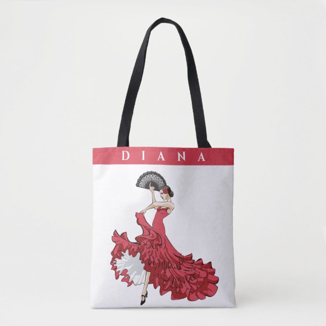 Anpassningsbar Flamenco Shopping Tote Tygkasse (Framsida)