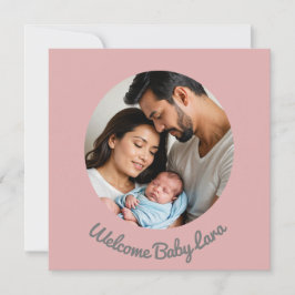 anpassningsbar flicka rosa, välkomna födelsetal inbjudningar