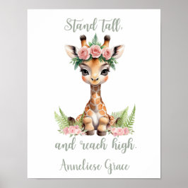 Anpassningsbar Flicka Safari Nursery Cute Giraffe Poster