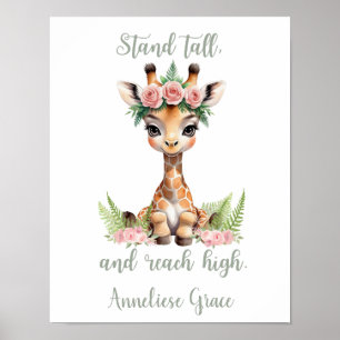 Anpassningsbar Flicka Safari Nursery Cute Giraffe Poster