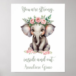 Anpassningsbar Flicka Safari Nursery Elephant Cute Poster