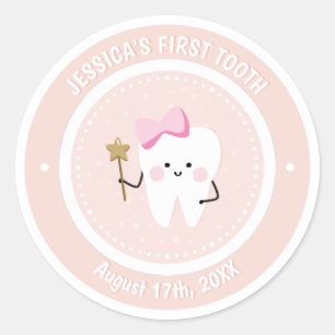 Anpassningsbar Flicka Tooth Fairy Sticker Runt Klistermärke