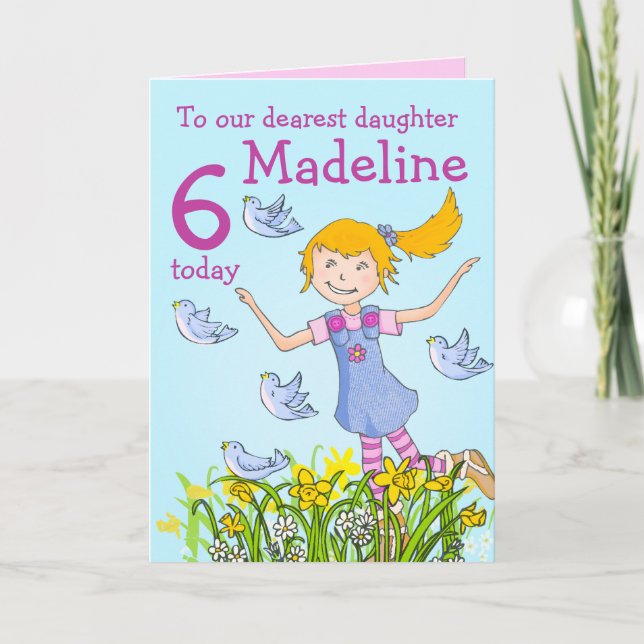 Anpassningsbar-flickans födelsedagskort "vår's in  kort (Framsida)