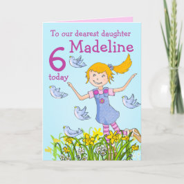 Anpassningsbar-flickans födelsedagskort "vår's in kort