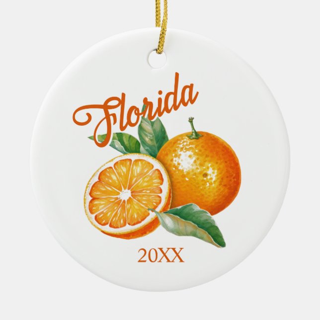 Anpassningsbar Florida Orange Julgransprydnad Keramik (Framsidan)