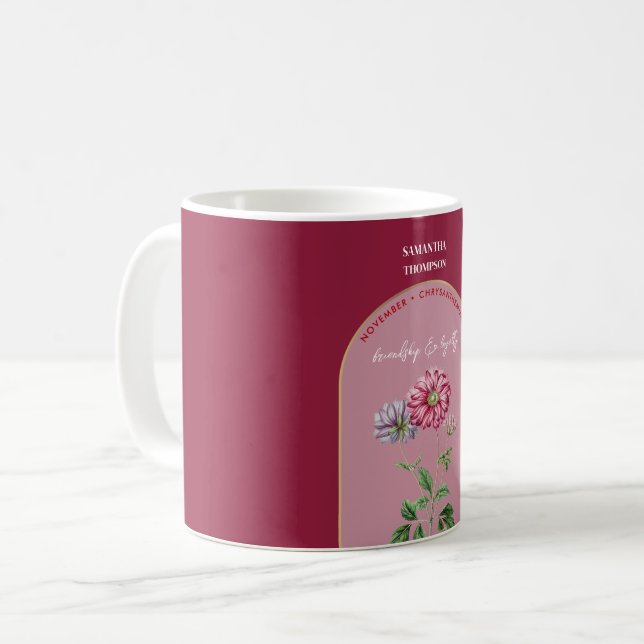 Anpassningsbar Flower Month November Chrysanthemum Kaffemugg (Framsida vänster)