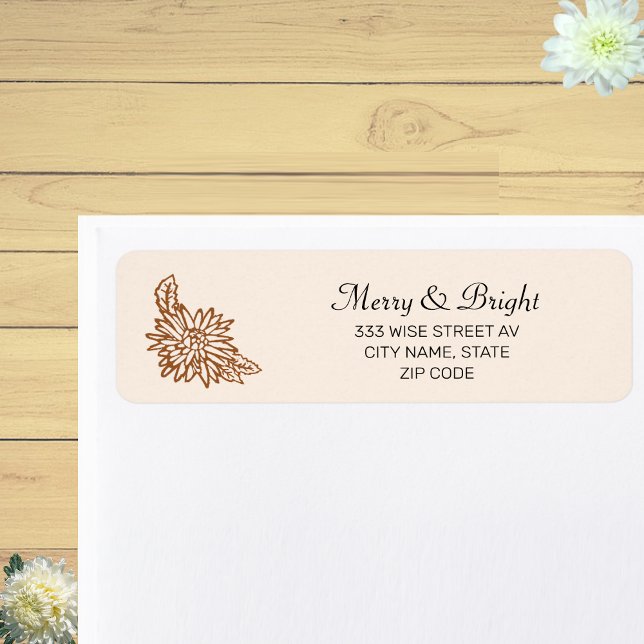 Anpassningsbar Flower on Light Beige Returadress Etikett (Skapare uppladdad)