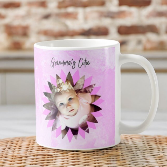 Anpassningsbar Flower Shape Photo Pastel Watercolo Kaffemugg (same design on both sides of mug)