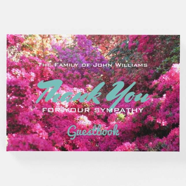 Anpassningsbar Flowerfall i Skogen Sympathy Tack Gästböcker (Framsida)
