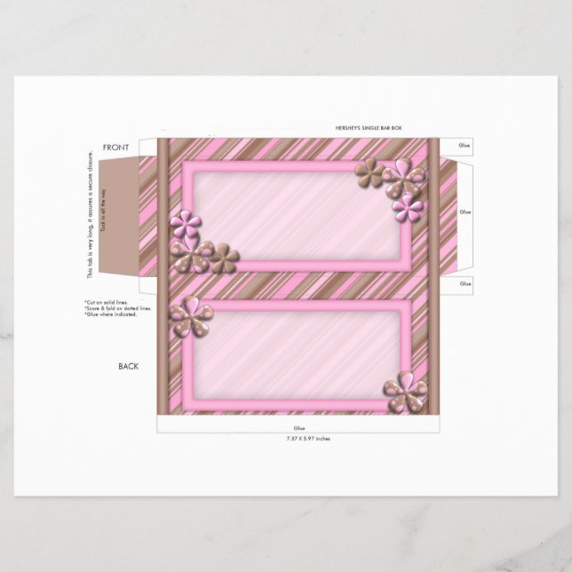 Anpassningsbar Flowers Candy pub Box-partiförmån Reklamblad (Framsidan)