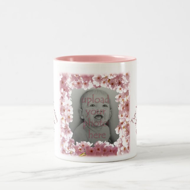 Anpassningsbar Flowers Mugg Personlig Rosa Blommar (Center)