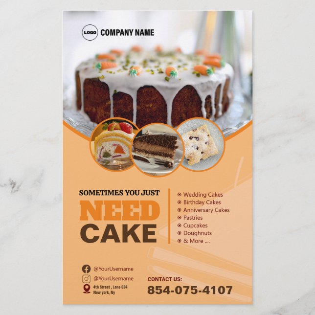 Anpassningsbar Flyer för bakverk (Framsidan)