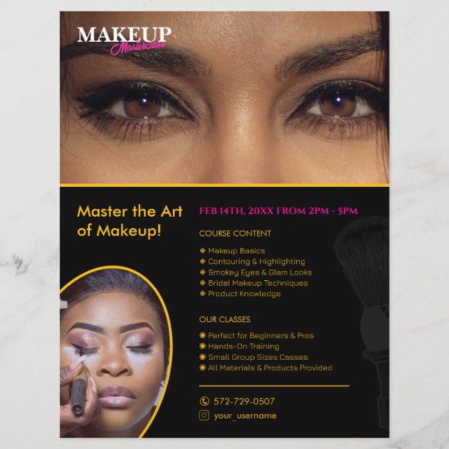 Anpassningsbar Flyer för konstkurs i Makeup (Framsidan)