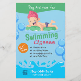 Anpassningsbar Flyer för simmande klasser för barn