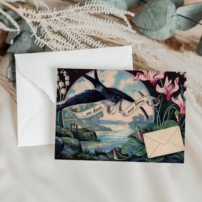 Anpassningsbar flyttningsmeddelande // Vintagefåge Meddelande Vykort (Skapare uppladdad)