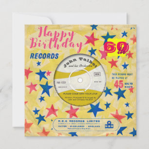 Anpassningsbar födelsedag Inbjudan Retro Vinyl Rec