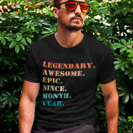 Anpassningsbar födelsedag och år med Retro-text T Shirt