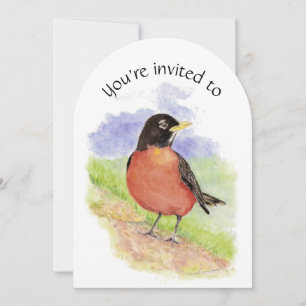 Anpassningsbar Födelsedagsfest American Robin Bird Inbjudningar