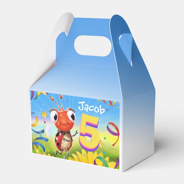 Anpassningsbar Födelsedagsfest box 5 Ys Lil'Ladybu Presentaskar (Framsidan Sidan)