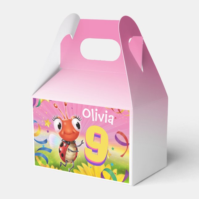 Anpassningsbar Födelsedagsfest box flicka 9 år Lil Presentaskar (Framsidan Sidan)