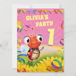 Anpassningsbar Födelsedagsfest inbjudan flicka 1 å