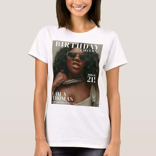 Anpassningsbar Födelsedagsfest Magazine Cover Chee T Shirt (Framsida)
