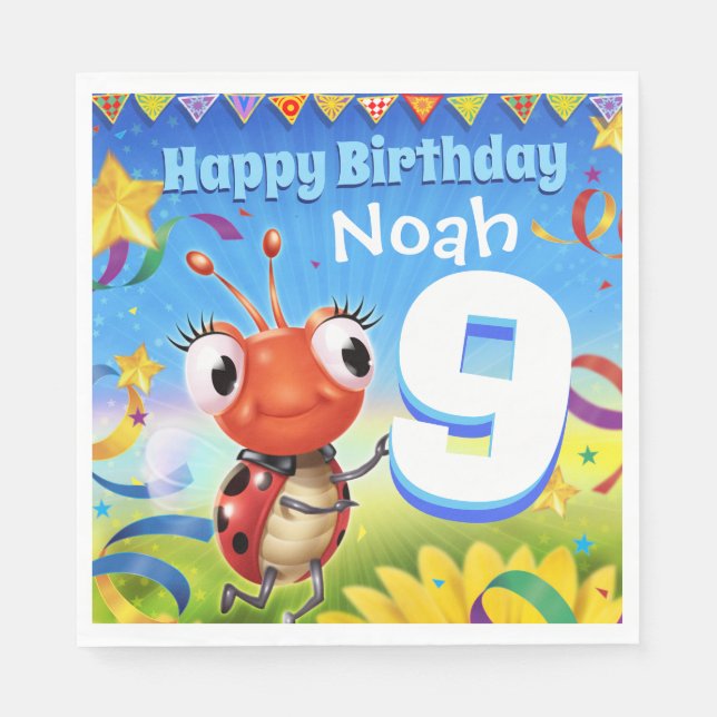 Anpassningsbar Födelsedagsfest papprare napkin boy Pappersservett (Framsidan)