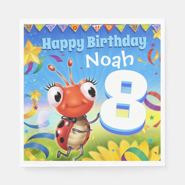 Anpassningsbar Födelsedagsfest papprare napkin boy Pappersservett (Framsidan)