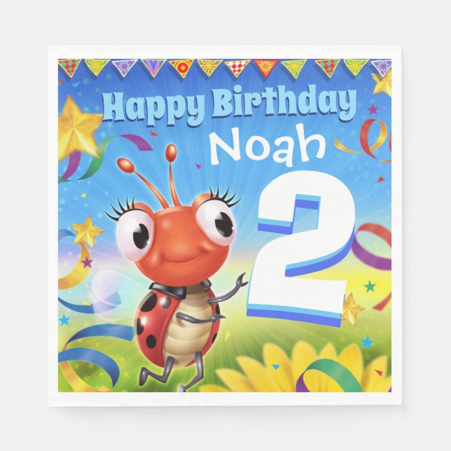 Anpassningsbar Födelsedagsfest papprare napkinson  Pappersservett (Framsidan)