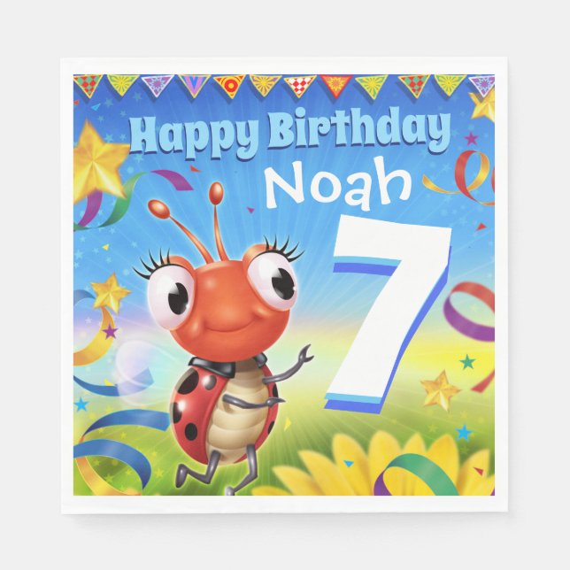 Anpassningsbar Födelsedagsfest papprare napkinson  Pappersservett (Framsidan)