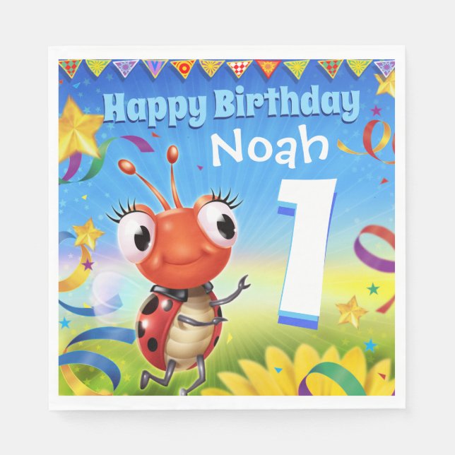 Anpassningsbar Födelsedagsfest papprare napkinson  Pappersservett (Framsidan)