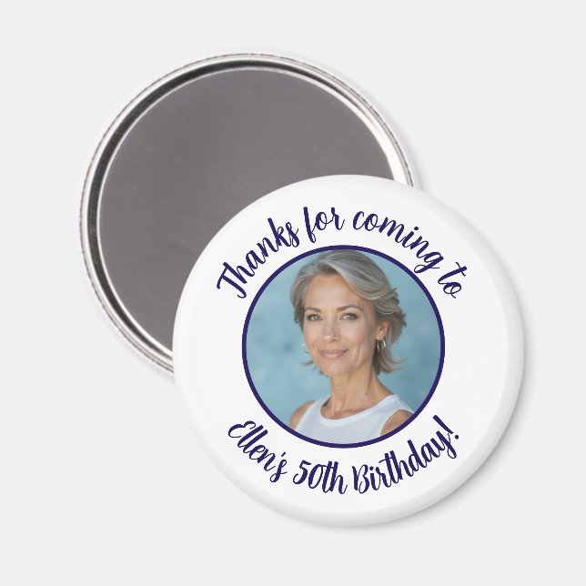 Anpassningsbar Födelsedagsfest Photo Namn 50:e Tac Magnet (Front/Back)