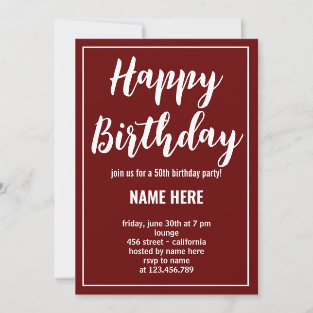 ANPASSNINGSBAR FÖDELSEDAGSFIRANDE INBJUDNINGAR (Framsida)