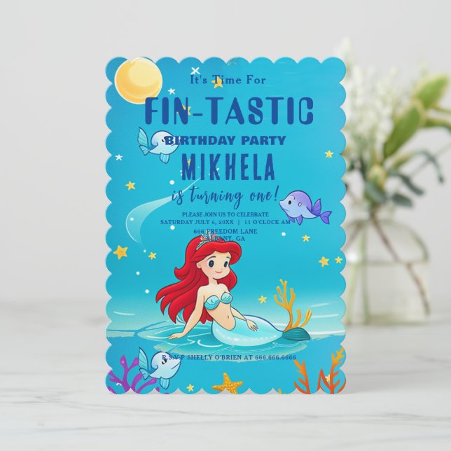 Anpassningsbar födelsedagskort, tema för fintastis inbjudningar (Stående Fram)
