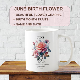 Anpassningsbar födelsedagsros för juni kaffemugg