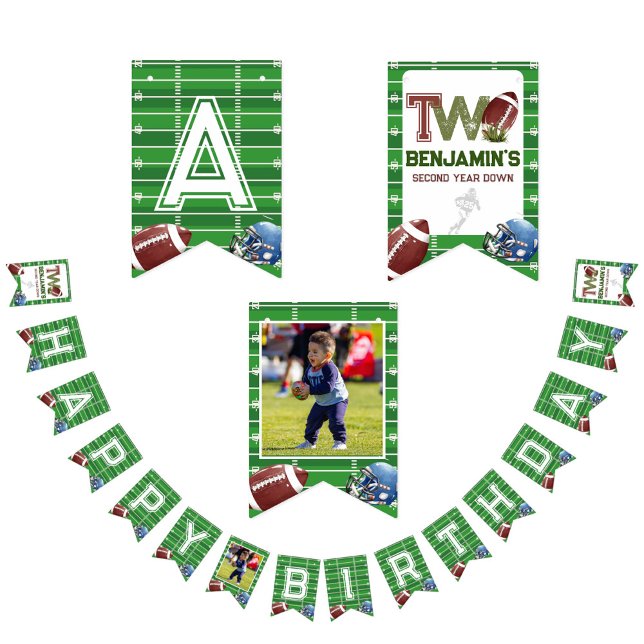 Anpassningsbar Football 2:a året ned grattis på fö Vimplar (Skapare uppladdad)