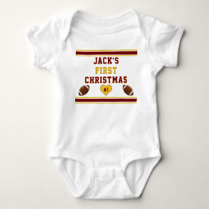 Anpassningsbar Football Baby första jul 1 Biet T Shirt