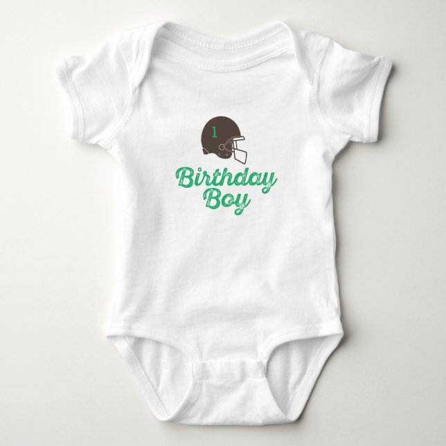 Anpassningsbar Football First Birthday T Shirt (Framsida)